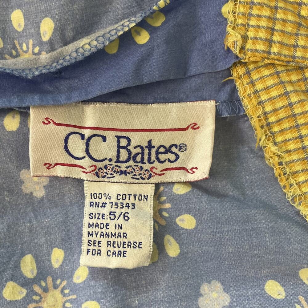 Vintage CC Bates Cotton Plaid Floral Short Sleeve Dress Size 5/6 - Picture 6 of 10